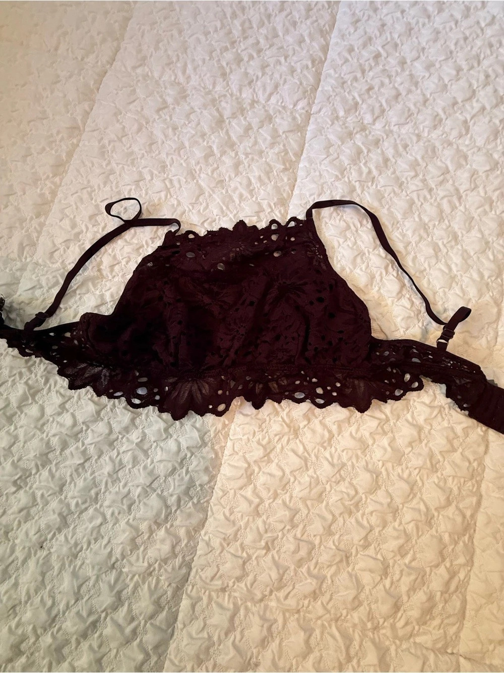 Aerie High Neck Lace Bralette Lace Bandeau in Purple Small